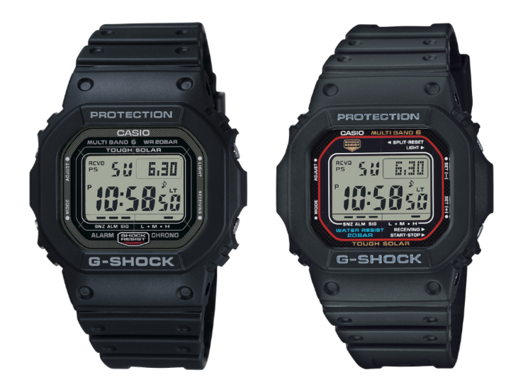 Het Casio G-Shock GW5000U-1 horloge (links) en het GWM5610U-1 horloge (rechts). (Afbeeldingsbron: Casio)