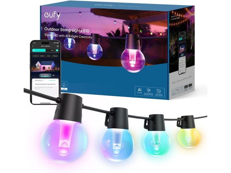 Met de AI-functie op de Eufy E10 lampen kunt u uw verlichtingsvoorkeuren invoeren, en het genereert verschillende verlichtingsthema's. (Afbeeldingsbron: Eufy/Amazon)