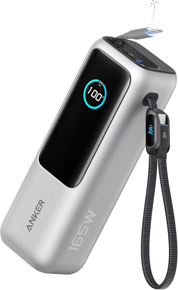 De nieuwe lichtzilveren versie van de Anker Zolo Power Bank (25K, 165W, Ingebouwde en Intrekbare Kabels). ((Afbeeldingsbron: Anker)