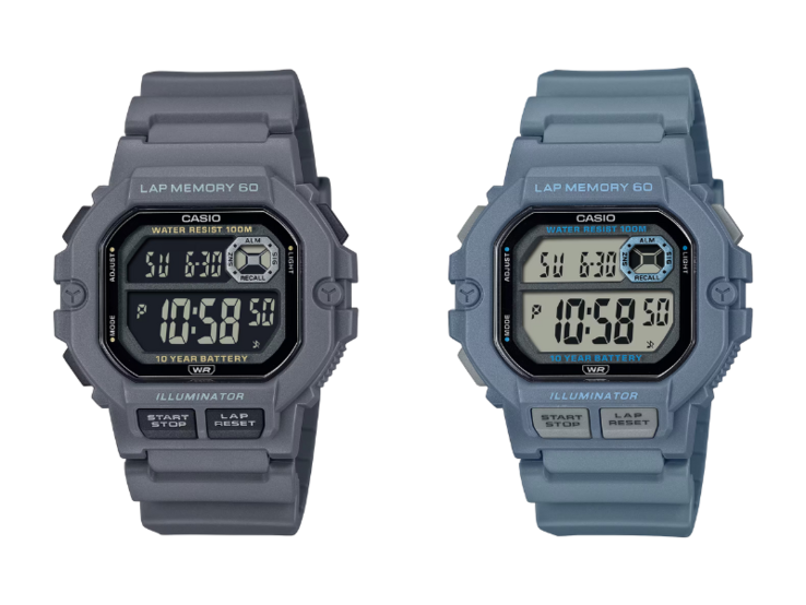 De Casio WS1400H-8BV (links) vergeleken met de Casio WS1400H-2AV (rechts). (Afbeeldingsbron: Casio)