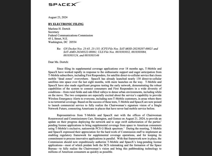 De argumentatiebrief van SpaceX aan de FCC