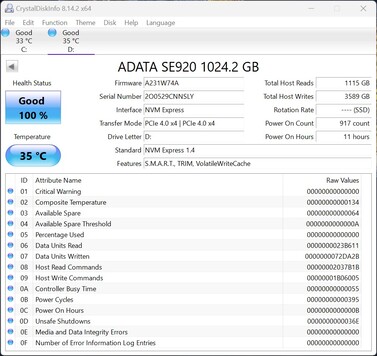 ADATA SE920 werkt met PCIe 4.0 x4