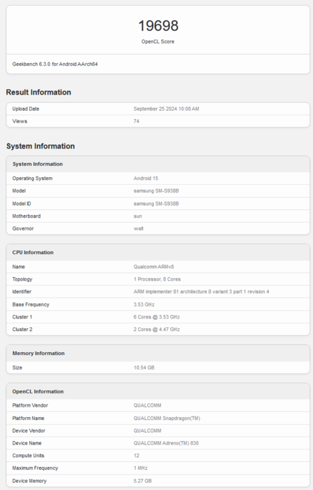 Adreno 830 Geekbench OpenCL prestaties (bron: Geekbench)