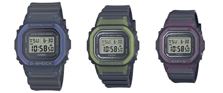 Van links naar rechts: de -5600RS-8JF, de GMD-S5610RS-8JF en de BGD-565RS-8JF. (Afbeeldingsbron: Casio)