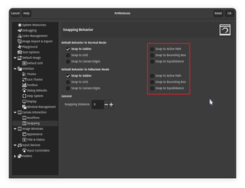 GIMP 3.0 introduceert equidistant en bounding box snapping, waardoor het uitlijnen van meerdere elementen mogelijk wordt zonder dat u handmatig transformwaarden hoeft in te voeren. (Afbeeldingsbron: Julian van der Merwe / Notebookcheck)