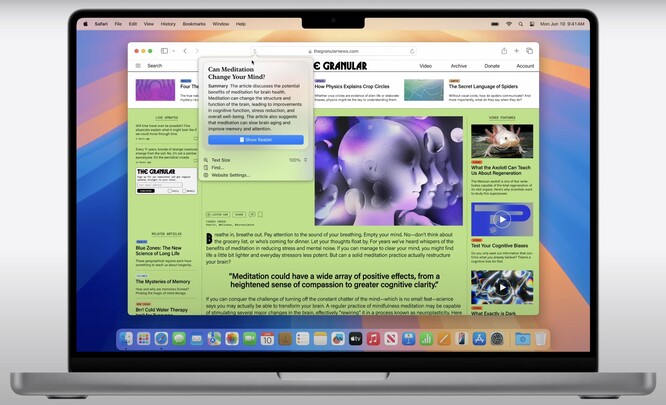 macOS Sequoia krijgt vernieuwde leesmodus in Safari met indrukwekkende anti-afleidingsmogelijkheden. (Bron: Apple)