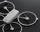 De compacte DJI Flip-drone meet naar verluidt 136×62×165 mm in opgevouwen toestand en kan worden opgevouwen tot 233×280×79 mm. (Afbeeldingsbron: @Quadro_News op X/Twitter)