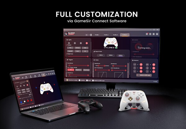 Met de GameSir Connect Software kunnen gebruikers de functies van de Cyclone 2 aanpassen. (Afbeelding bron: GameSir)