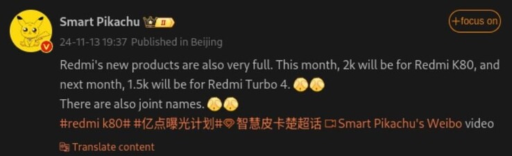 Details uitgelekt van de aankomende smartphones van Redmi. (Afb. bron: Weibo - machine vertaald)