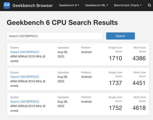 (Afbeeldingsbron: Geekbench)