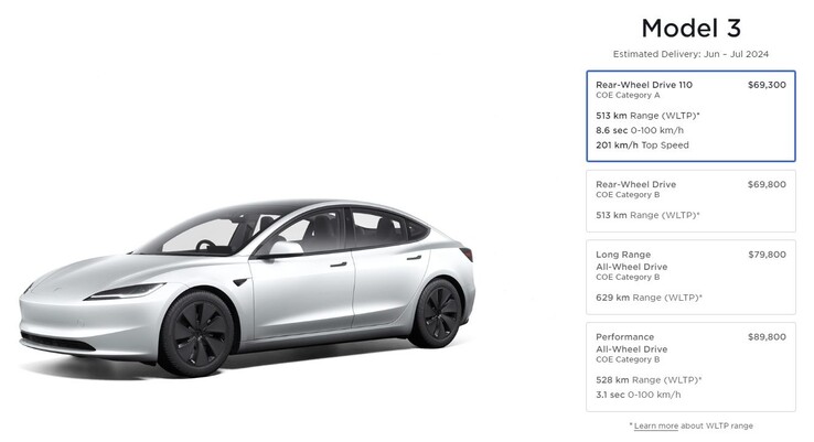 Er is nu een vierde Model 3 110-versie (afbeelding: Tesla SG)