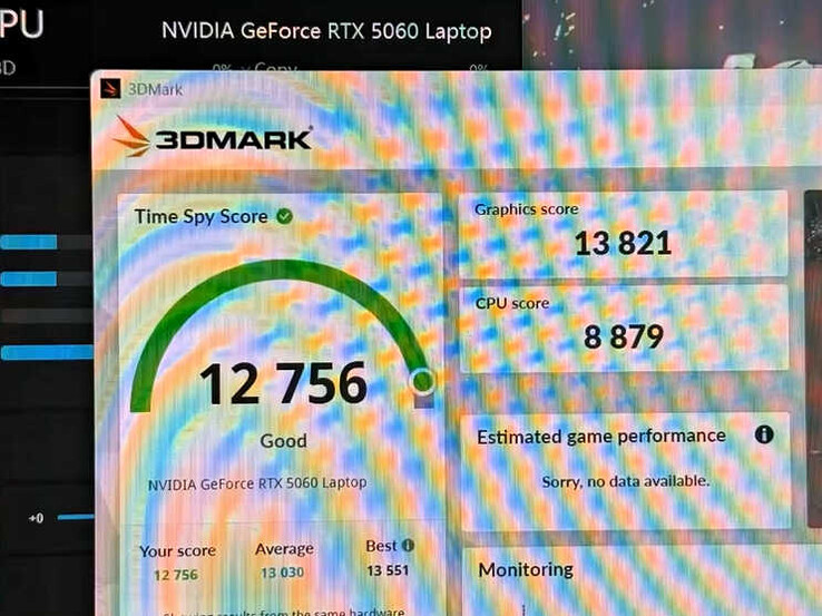 De 3DMark Time Spy score van de RTX 5060 laptop GPU. (Afbeeldingsbron: Bilibili via VideoCardz)