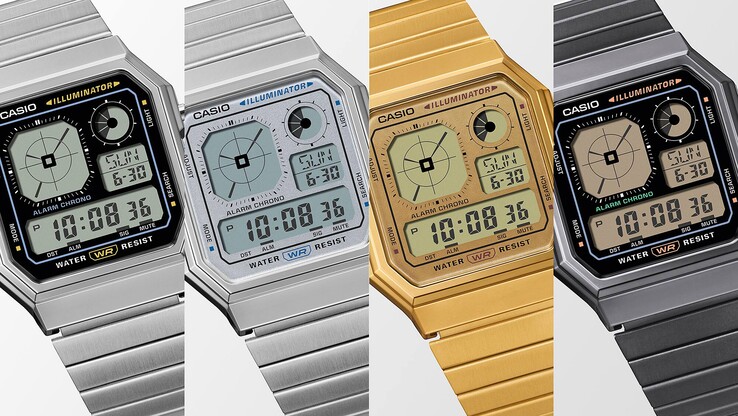 Van links naar rechts: de Casio A130WE-1A, A130WE-7A, A130WEG-9A en A130WEGG-1A horloges. (Afbeeldingsbron: Casio)