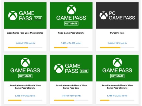 Xbox Game Pass beloningen inwisselen veranderingen (Afbeelding bron: Microsoft Rewards website)