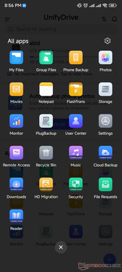 Back-up apps en functies in de mobiele app (Afbeelding bron: Notebookcheck)