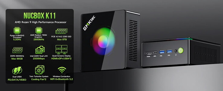 K11: De mini PC wordt geleverd met RGB-verlichting. (Afbeeldingsbron: GMKtec)