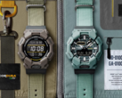 Beide Casio G-Shock modellen hebben bandjes die gemaakt zijn van recyclebare materialen en geverfd zijn met natuurlijke kleuren. (Afbeelding bron: Casio)