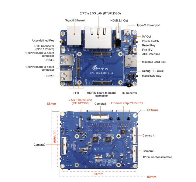 OrangePi CM5 draagkaart. (Afbeeldingsbron: Orange Pi)