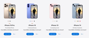 AppleiPhone-pagina voor de lancering van de iPhone 16E heeft de iPhone 14. (Afbeeldingsbron: Apple)