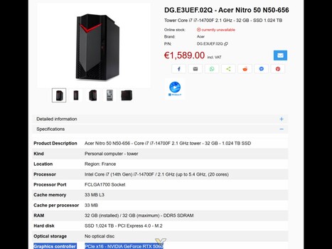 Acer Nitro 50 RTX 5060 gaming PC aanbieding (Afbeelding bron: VideoCardz)