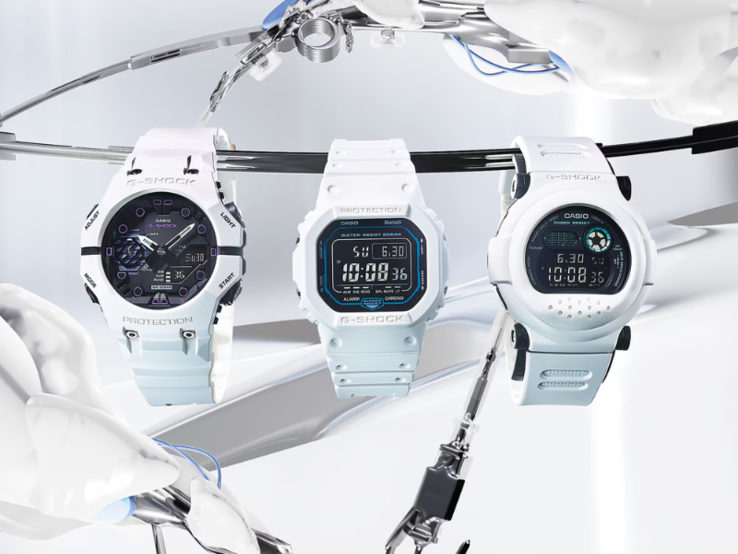 Van links naar rechts: de Casio GA-B001SF-7AJF, DW-B5600SF-7JF en G-B001SF-7JR horloges. (Afbeeldingsbron: Casio)