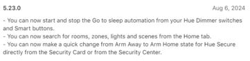 De changelog voor Philips Hue app versie 5.23.0. (Afbeeldingsbron: Apple App Store)