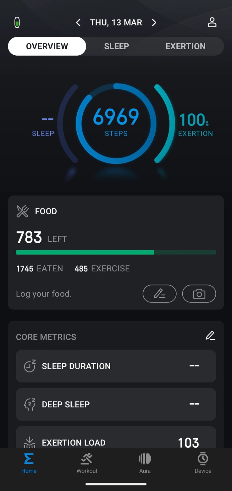 De Food Log-functie van de Zepp-app. (Afbeeldingsbron: u/TakenByVultures via Reddit)