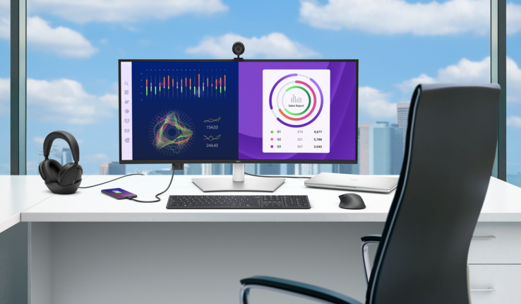 De Dell Pro 34 Plus USB-C hubmonitor heeft aan de voorkant uitklapbare USB-C en USB-A poorten voor eenvoudige connectiviteit (Afbeelding bron: Dell)