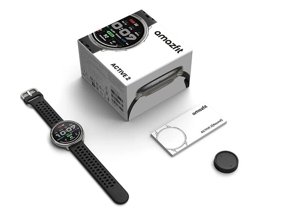 De Amazfit Active 2 wordt geleverd met een magnetische oplaadbasis. (Afbeeldingsbron: Amazfit)