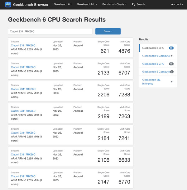 (Afbeeldingsbron: Geekbench)