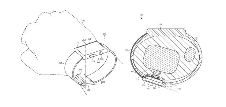 Zien is een SmartApple's concept van bloeddrukmeting op een smartwatch. (Afbeeldingsbron: Apple)horloge met bloeddrukmeting (Bildquelle: Apple)