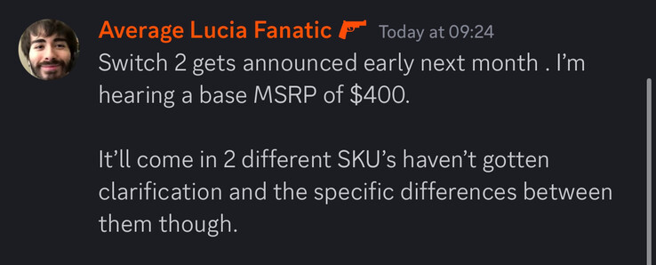 Een ander recent lek van de Nintendo Switch 2 heeft beweerd dat de prijs van de aankomende handheld $400 zal zijn. (Afbeeldingsbron: moistycharlie)