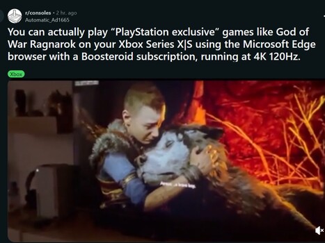 God of War Ragnarok spelen op Xbox console (Afbeelding bron: screenshot, Console Gaming subreddit)