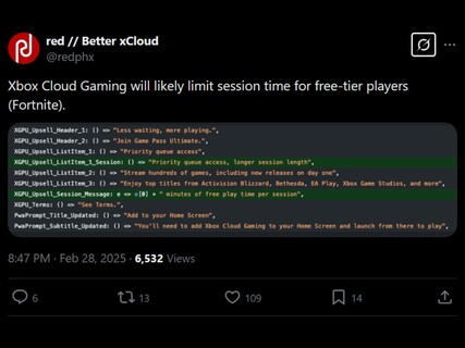 Fortnite Better xCloud lek (Afbeelding bron: Better xCloud X account)