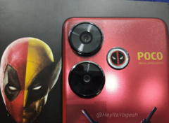 De Xiaomi POCO x Deadpool x Wolverine Special Limited Edition lijkt een metallic rode afwerking te hebben. (Bron: Yogesh Brar op X/Twitter)