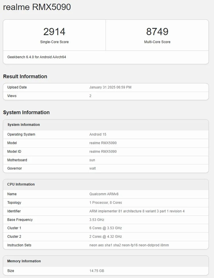 De "Realme GT 7" komt op Geekbench met vlaggenschip-specs. (Bron: Realme)