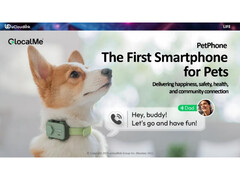 Een promotionele afbeelding voor de PetPhone van GocalMe, een smartphone ontworpen voor huisdieren. (Afbeelding Bron: ucloudlink)