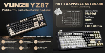 De Yunzii YZ87 is verkrijgbaar met de middelzware lineaire schakelaar Yunzii Milk. (Afbeeldingsbron: Yunzii)