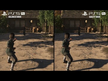 Assassin's Creed Shadows PS5 Pro blanced vs quality mode vergelijking (bron: screenshot, Digital Foundry YouTube)