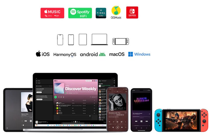 De Questyle M18i DAC is compatibel met Apple, Android, HarmonyOS, MacOS, Windows en game-apparaten. (Afbeeldingsbron: Questyle)