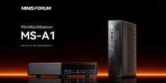 De Minisoforum MS-A1 mini PC met AMD internals en tot 96 GB geheugen begint vanaf $259 voor de kale versie. (Afbeelding Bron: Minisforum)