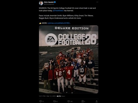 Chris Vannini College Football 26 cover lek X Post (Afbeeldingsbron: screenshot, Chris Vannini X-account)