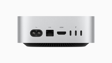 Achterkant: voedingskabel, Gigabit Ethernet, HDMI 2.1, 3x USB-C Thunderbolt 5 (120 Gbit/s, DisplayPort Alt-modus 1.4) (afbeelding: Apple)