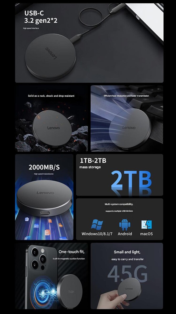 Lenovo Y910 magnetische draagbare SSD belangrijkste highlights (Beeldbron: Lenovo - machine vertaald)