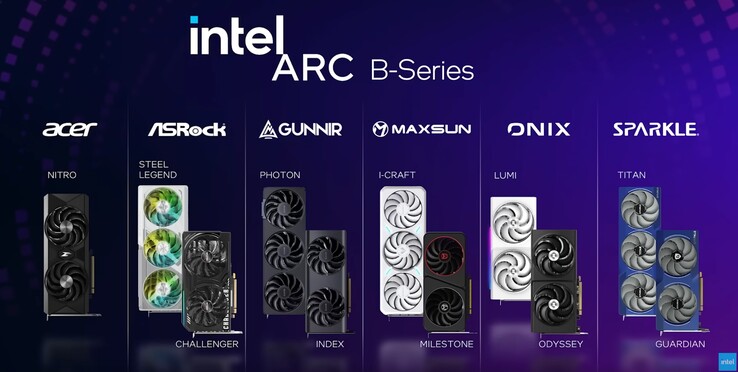 De verschillende on-board partners van de Intel Arc B580 (Bron: Intel)