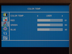 Displaymenu kleurtemperatuur