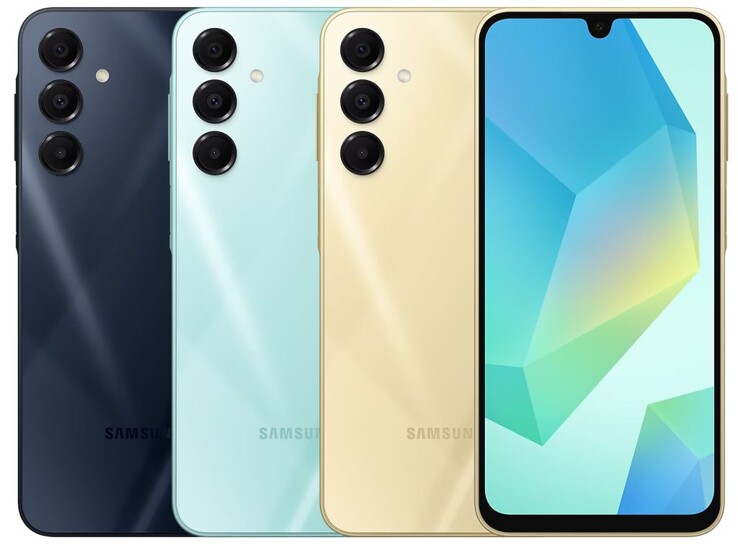 Samsung Galaxy A16 5G in de kleuren Blauw, Zwart, Goud en Lichtgroen (Afbeelding bron : Samsung))