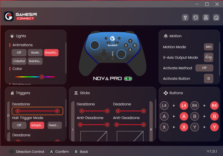 GameSir Connect Windows app hoofd UI