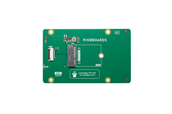 Laat u niet in de war brengen door de M.2 NVMe-sleuf, de Pineboard Hat AI neemt alleen een Coral M.2 TPU mee (Afbeeldingsbron: Pineboard)