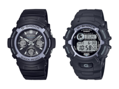 Casio&#039;s Fire Package 2025-horloges, de AWG-M100FP-1A2 (links) en de GW-2320FP-1A2 (rechts). (Afbeeldingsbron: Casio)